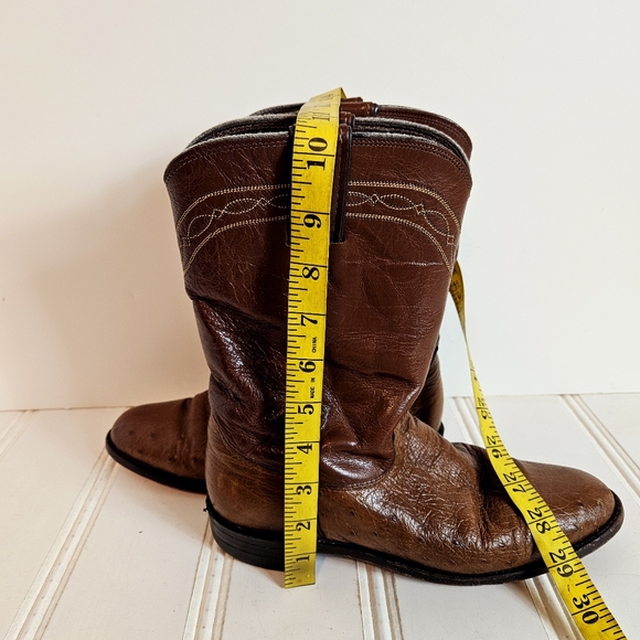 Justin Boots Womens  7 Brown Stinson 10" Smooth Ostrich Roper Western Cowboy - Picture 13 of 16